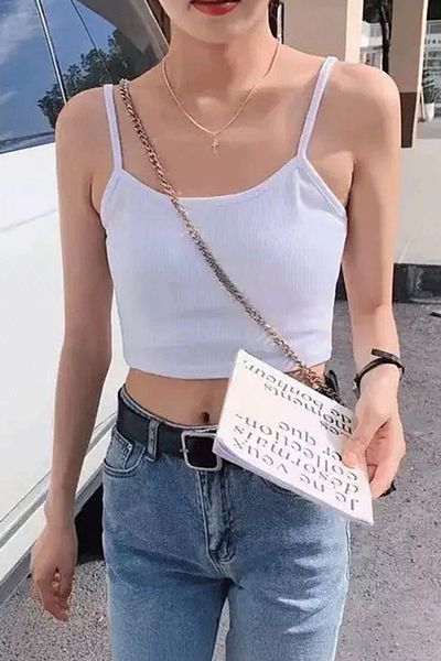 Karakedi White Y2K Strap Crop