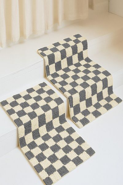 EUROBANO Premium Chess 2 Pieces 50X50 Bath Mat Non-Slip Base