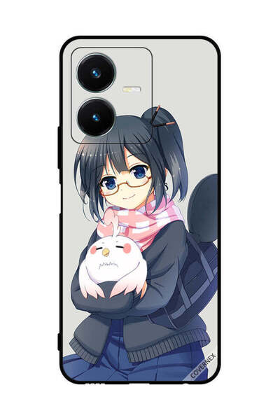 Covernex غطاء حماية لهاتف فيفو Y22 - فن فتاة تحمل حيوانًا أليفًا