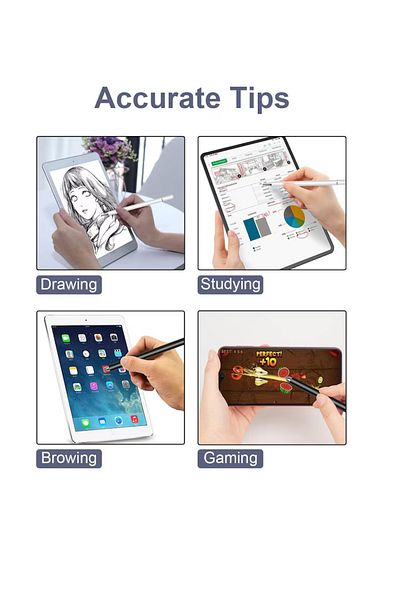 OEM Set of 2 Stylus pens compatible with all touch screen devices, white, black