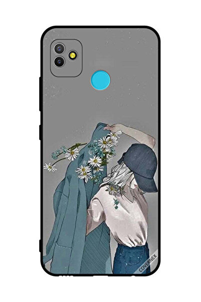 Covernex غطاء حماية لهاتف تكنو بوب 5 بغطاء فتاة ترتدي معطفًا مزهرًا