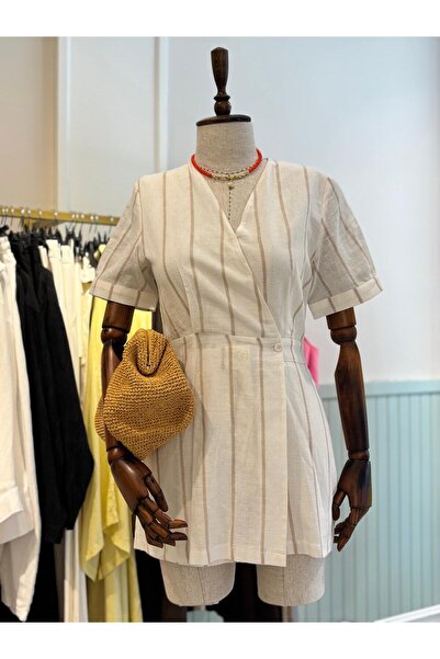 The Zest Boutique Keten Kısa Kollu Tulum