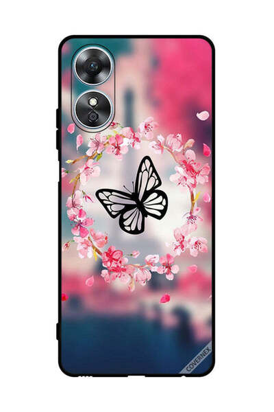 Covernex غطاء حماية لهاتف Oppo A17 - فراشة في خاتم زهور