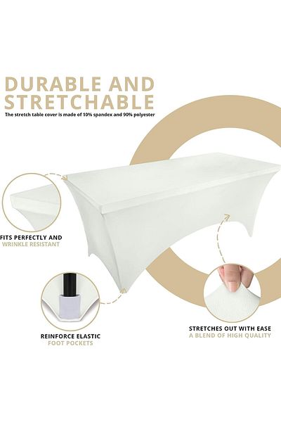 COOYA 2Pcs Kitchen Spandex Tablecloth,6FT Tight Universal Fitted,for Event,Wedding, Banquet & Parties