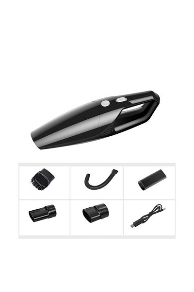 divendi-ro Aspirator auto 120W Turbo, fără fir, baterie 3000mAh, filtru HEPA, 4 duze, negru