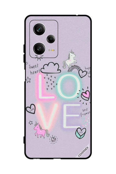 Covernex غطاء حماية لهاتف شاومي ريدمي نوت 12 برو - قلب حلو، حب، وحيد القرن