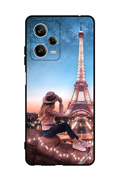 Covernex غطاء حماية لهاتف شاومي ريدمي نوت 12 برو - فتاة القبعة وبرج إيفل