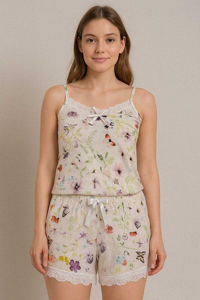 Humaone Set de pijamale de vară cu pantaloni scurți cu bretele din dantelă