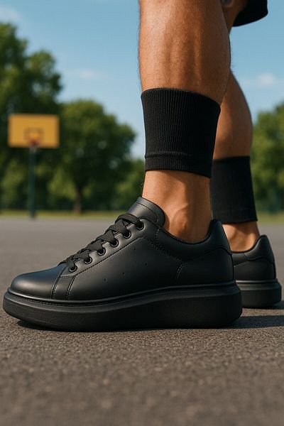İmerShoes Casual Men's Sports Shoes Lace-Up Stitching Detail Lightweight Thick High Sole Sneaker Mc001