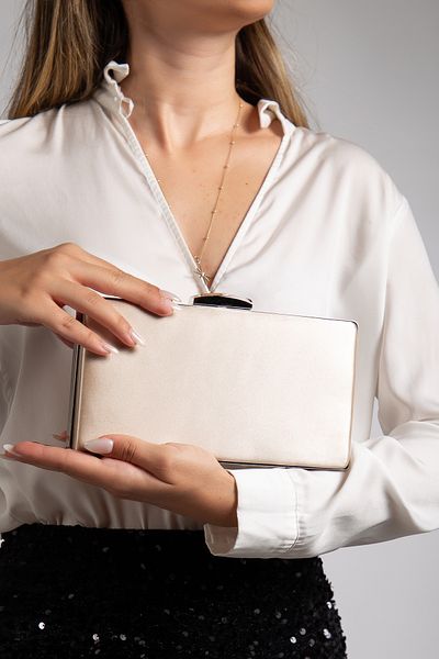 LİLLA Γυναικείο Portfolio Box Βραδινό Φόρεμα Nude Satin Bag