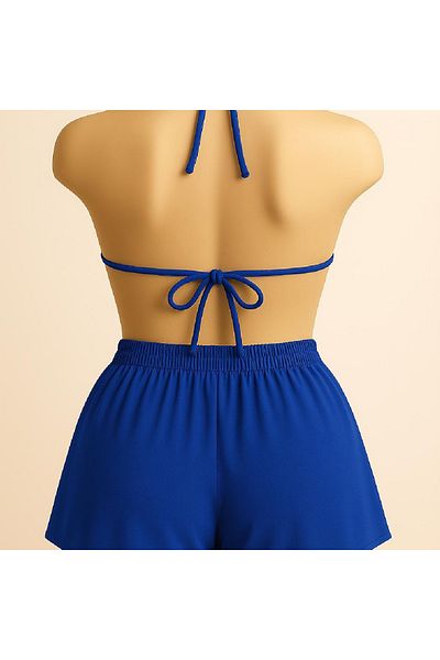 GiyimCity Mulvxbrf Brf02 Women's Blue Shorts Waist and Neck Tie Bikini Set (Mulvix)