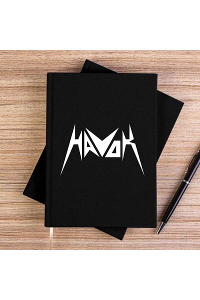 Z zepplin Havok Logo Text Black Unlined Canvas Notebook