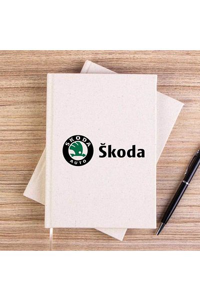 Z zepplin Skoda Text Logo Cream Unlined Canvas Notebook