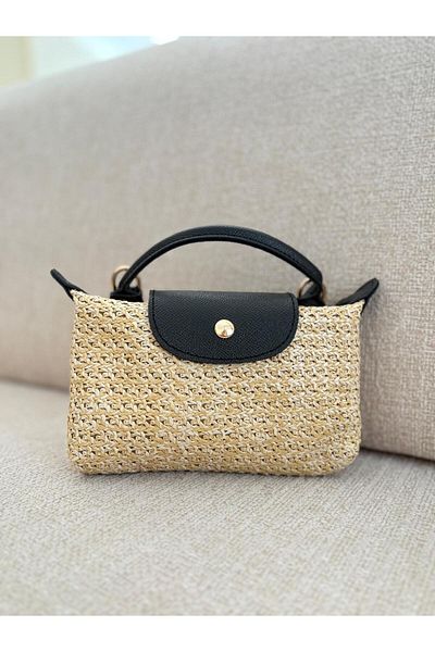 Z&M COLLECTION BAG SHOPPİNG Geantă de damă din paie, cu un singur mâner, cu închidere cu fermoar