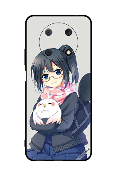 Covernex غطاء حماية لهاتف هواوي نوفا واي 90 - رسمة فتاة تحمل حيوانًا أليفًا