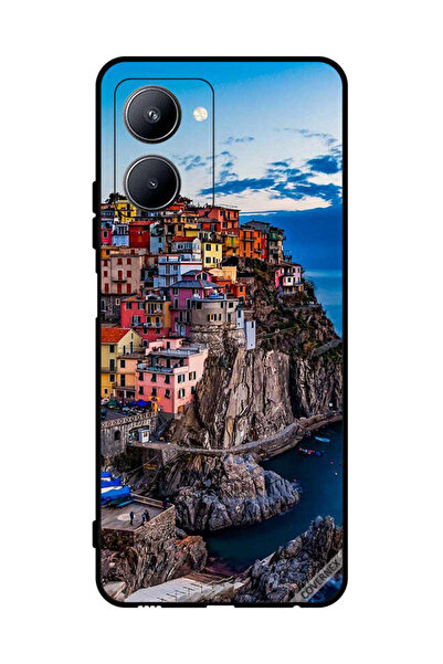 Covernex غطاء حماية لهاتف Realme C33 - منازل ملونة على البحر