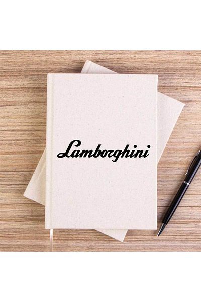 Z zepplin Lamborghini Text Black Cream Unlined Canvas Notebook