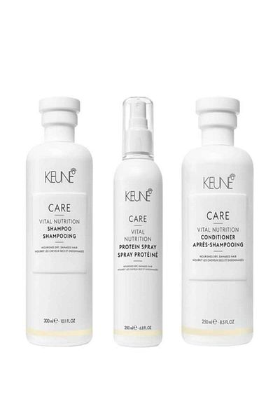 Keune Care vital Nutrition dry hair package - Shampoo 300ml, Conditioner 250ml, Protein spray 200ml