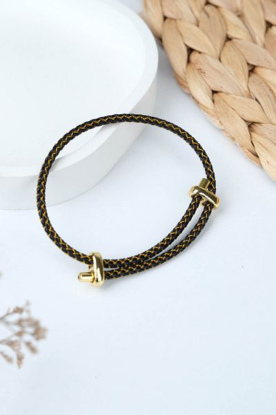 Jack Ferrero Gold Steel / Unisex Colorful String Bracelet (Adjustable)