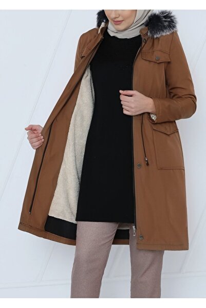 COjans Çıkma hooded lace-up bondit short coat -tan