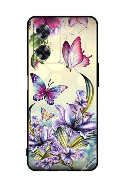 Covernex غطاء حماية لهاتف Oppo A77 4G بنقشة زهور أرجوانية وفراشات