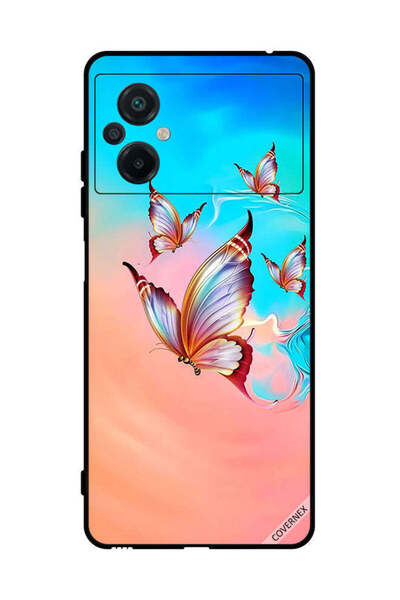 Covernex غطاء حماية لهاتف شاومي بوكو M5 4G، فراشات تحلق فوق لون الطلاء