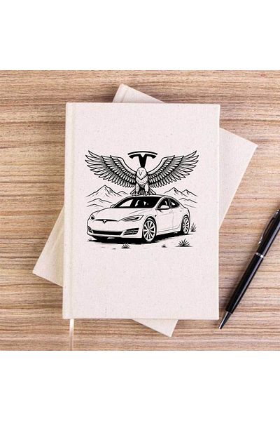 Z zepplin Tesla and Eagle Cream Unlined Canvas Notebook