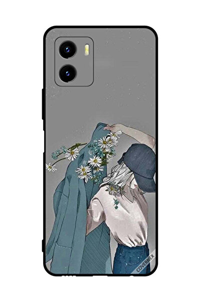 Covernex غطاء حماية لهاتف فيفو Y15s بطبعة فتاة ترتدي معطفًا مزهرًا