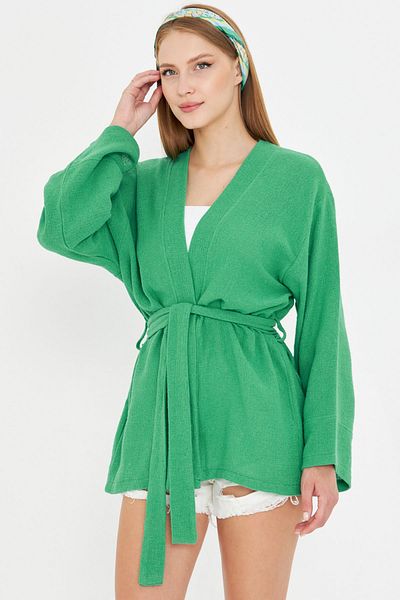 armonika Women's Green Belted Kimono Arm-25Y001073