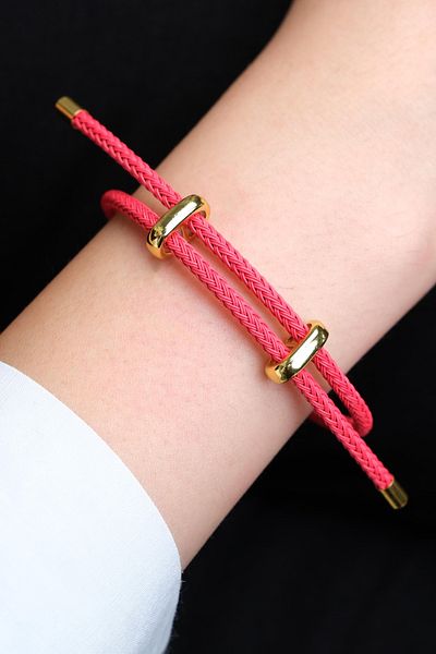 Jack Ferrero Gold Steel / Unisex Colorful String Bracelet (Adjustable)