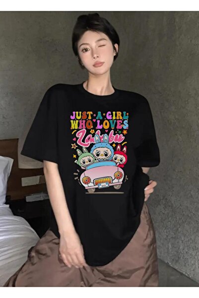 DEEFWEAR Siyah مجرد فتاة تحب Baskılı تي شيرت كبير الحجم للجنسين