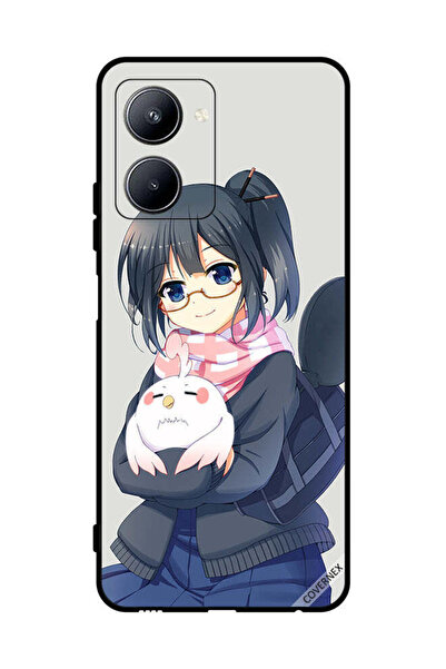 Covernex غطاء حماية لهاتف Realme C33 - رسم فتاة تحمل حيوانًا أليفًا
