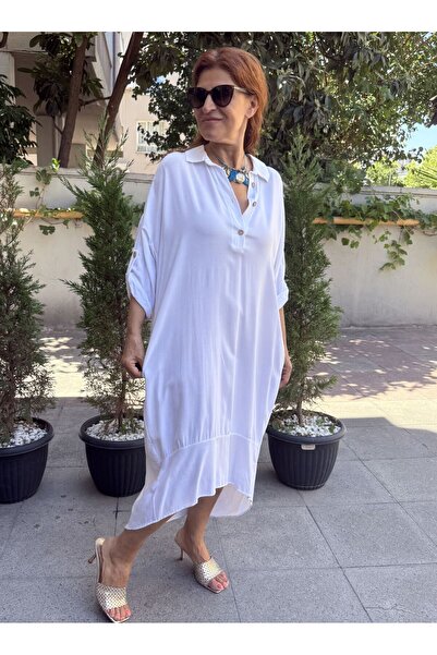 Olivia Viscose Back Ring Detailed Dress White