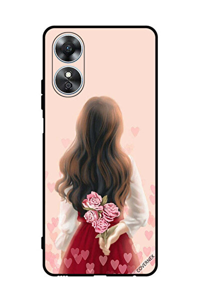Covernex غطاء حماية لهاتف Oppo A17 - فتاة تخفي الزهور