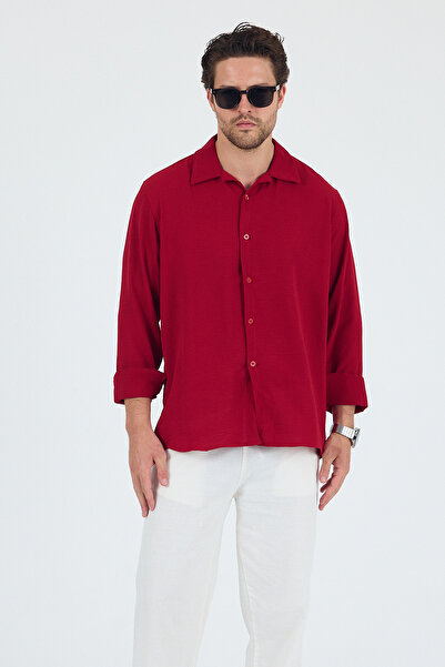 Trn JNS Summer Aerobin Linen Textured Oversize Men's Shirt