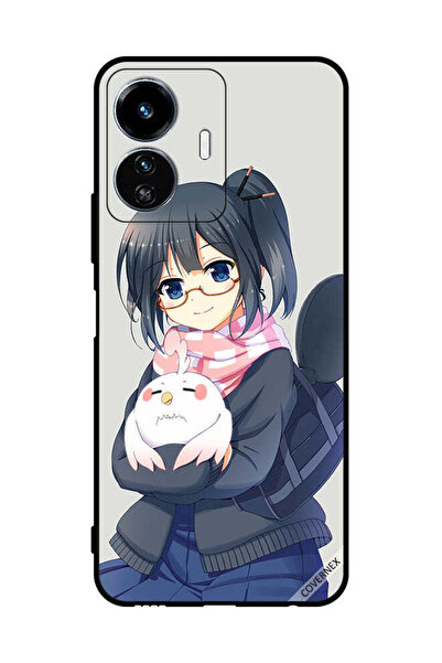 Covernex غطاء حماية لهاتف فيفو Y77e - فن فتاة تحمل حيوانًا أليفًا