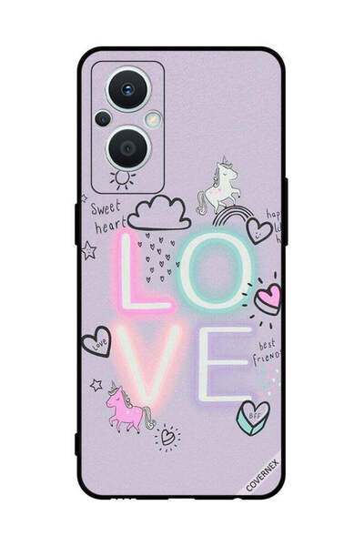 Covernex غطاء حماية لهاتف Oppo Reno 7 Z 5G بطبعة قلب حلو وحب وحيد القرن