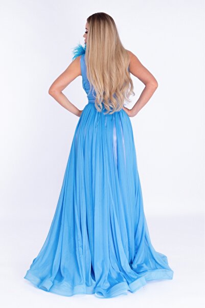 Atmosphere Fashion Rochie lungă din tul albastru