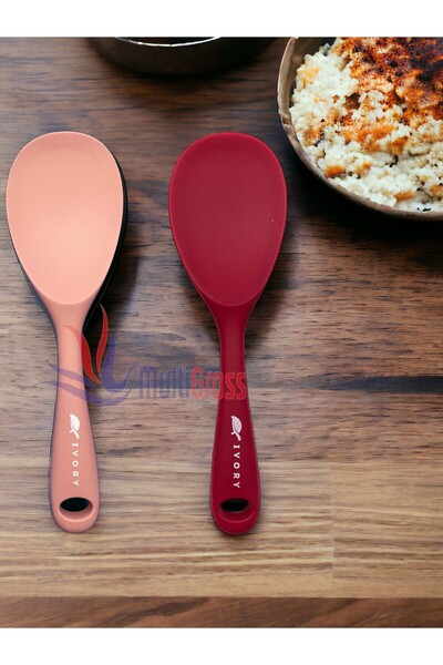 Multiamo Sert Uçlu Isıya Dayanıklı Yanmaz Yapışmaz Silikon Kaşık 2'li 22 Cm