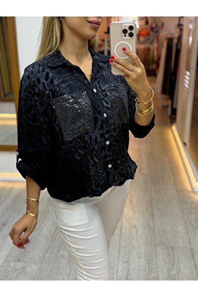 New London PULLU DESENLİ KETEN GÖMLEK