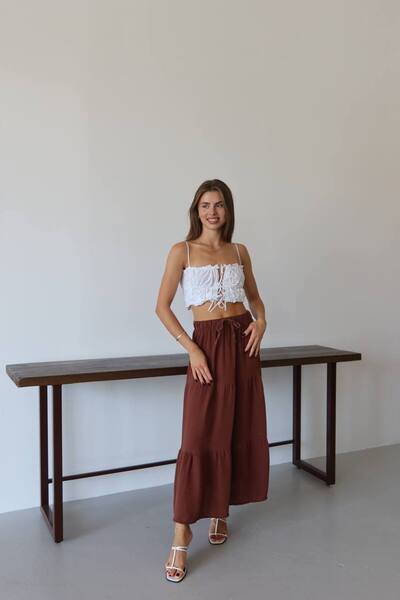 Lovely butik Elastic Waist Lace Adjustable Muslin Skirt