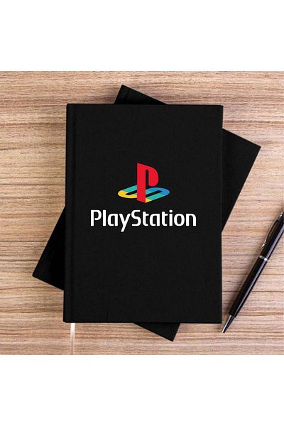 Z zepplin Notebook din pânză neînfilată cu logo Playstation alb negru