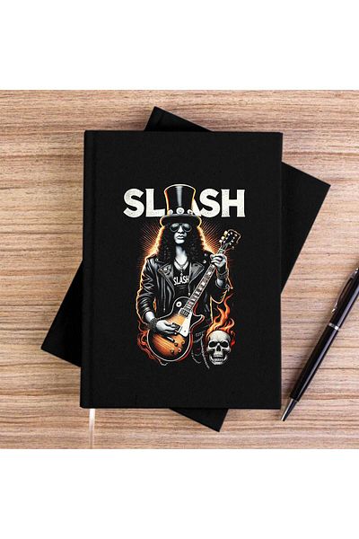 Z zepplin Slash Guitarist Skull Logo Black Unlined Canvas Notebook