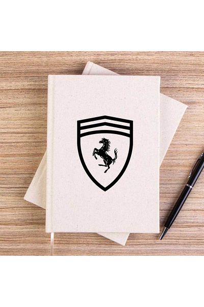 Z zepplin Ferari Logo Horse Cream Unlined Canvas Notebook