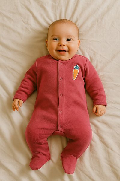cimcim baby Velvet Baby Rompers Carrot Detailed