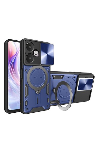 SKYDDAR INNOVATION Carcasă pentru Xiaomi Redmi 13C 5G, CamGuard Pro, inel magnetic, protecție cameră, set autocolante, albastru
