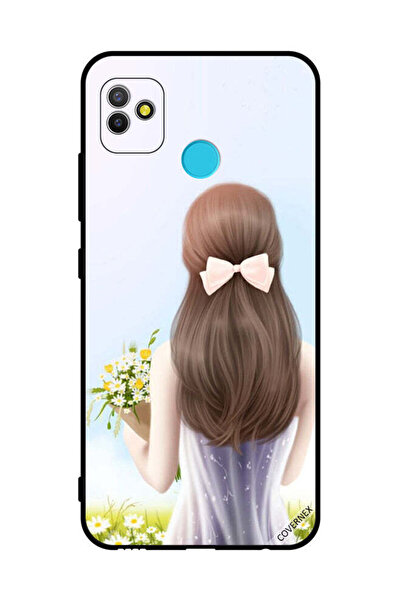 Covernex غطاء حماية لهاتف تكنو بوب 5، فتاة جميلة تحمل الزهور