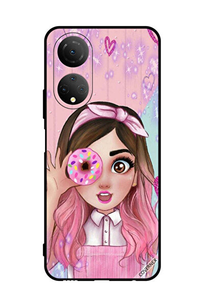 Covernex غطاء حماية لهاتف Honor X7 - فتاة صغيرة لطيفة تحمل دونات