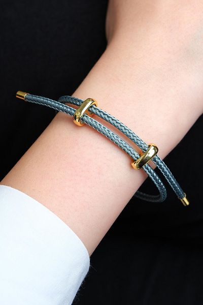 Jack Ferrero Gold Steel / Unisex Colorful String Bracelet (Adjustable)