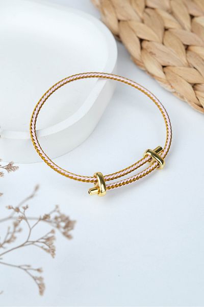 Jack Ferrero Gold Steel / Unisex Colorful String Bracelet (Adjustable)